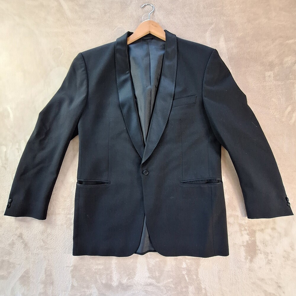 Wilvorst Tuxedo Jacket Mens 42 Black Satin Shawl Lapel Formal Blazer Germany